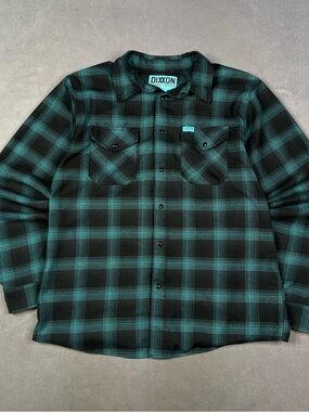 DIXXON Black & Teal Plaid Men's Button-Up Shirt